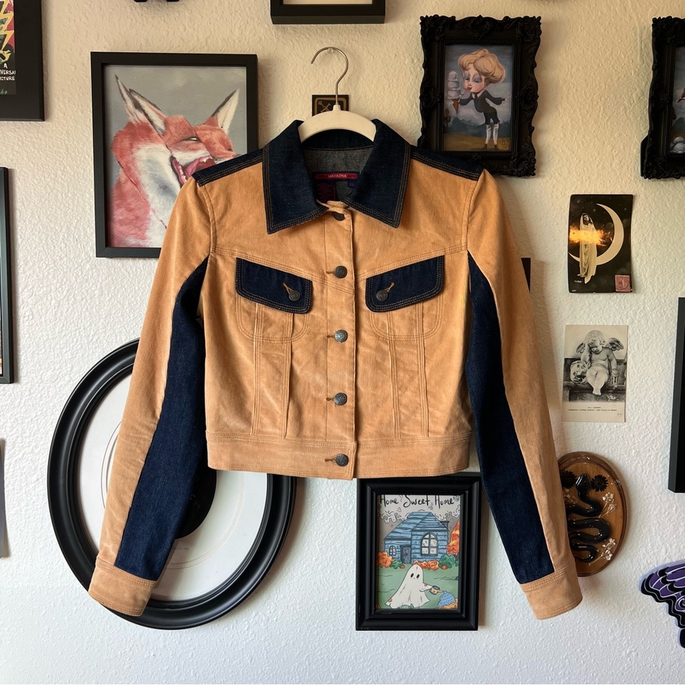 vintage y2k corduroy and denim jacket